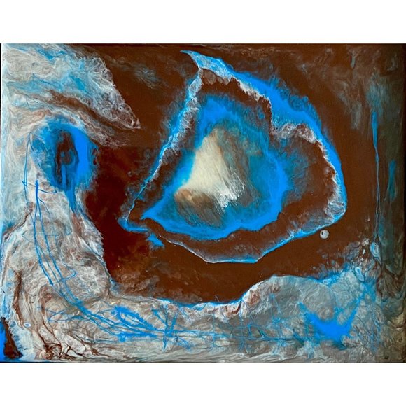 Original Art “Dragon’s Flame” Resin Painting by Tristina Dietz Elmes 9"x11"